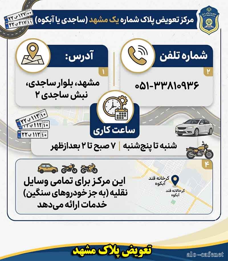 سامانه نوبت دهی تعویض پلاک مشهد ساجدی